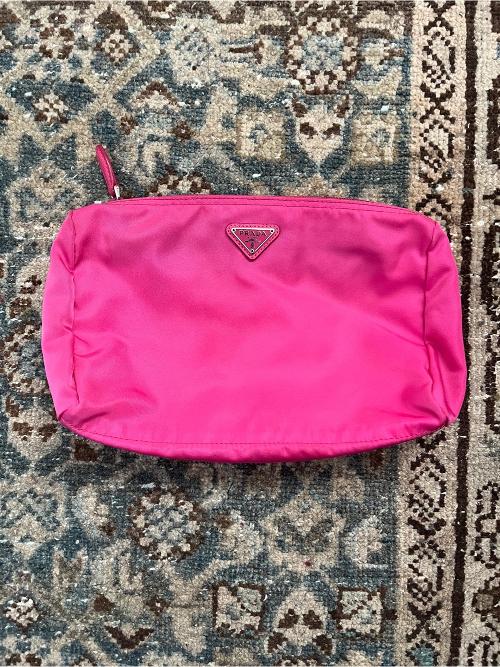 Prada Hot Pink Nylon Cosmetic Pouch
